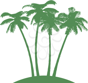 Island with Palms on White Background. Vector illustration