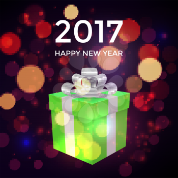 Xmas box on bokeh background. Vector illustration