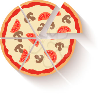 Flat design pizza icons isolated on white. Vector illustration