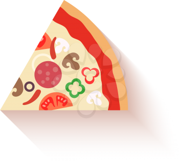 Flat design pizza slice icons isolated on white. Vector illustration