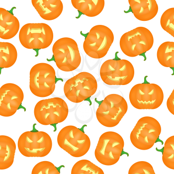 Halloween Pumkins Seamless Pattern Background. Vector illustration
