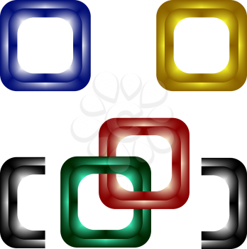 Colorized chain links set on white background
