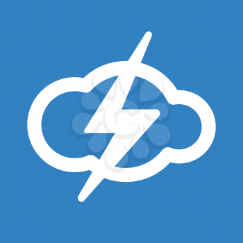 Weather forecast cloud icon with thunderstorm sign