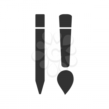 Design Flat Icon with brush and pensil on white background