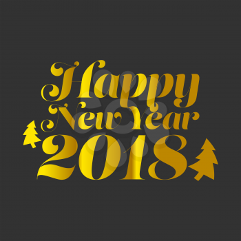 Happy New Year 2018 with golden texture and black background