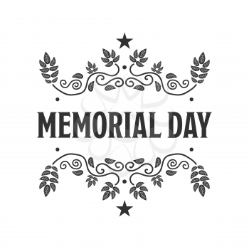 Memorial day vintage sign with on white