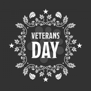 Veteran day white sign with a black background