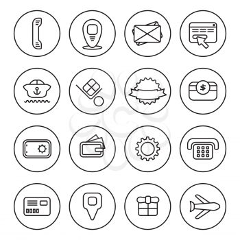 Outline Commercial icon set black on white background