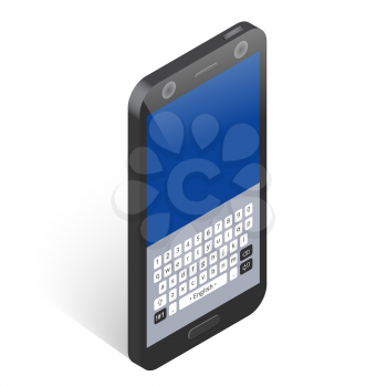 Black isometric smartphone with keypad and reflections, right view