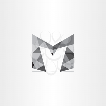 black letter m polygon grayscale icon