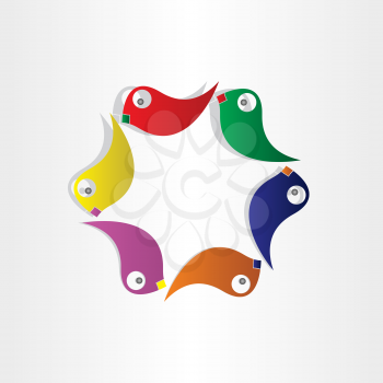 parrots circle birds symbol abstract design element