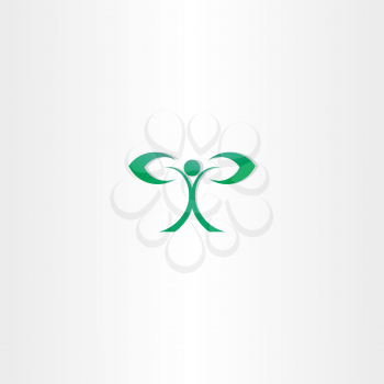 green eco man with leaf hand plant icon symbol logo 