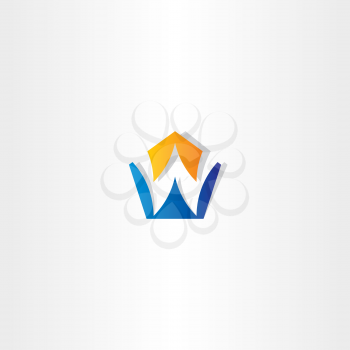 letter w pentagon vector icon logo business