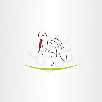 stylized stork illustration vector design element shape