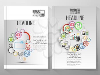 Business vector templates, brochure, flyer or booklet. Infographics with icons for business vector templates.