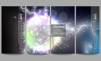 Set of modern vector flyers. Electric lighting effect. Magic vector background with lightning. 