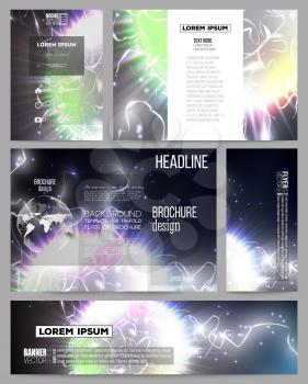Set of business templates for presentation, brochure, flyer or booklet. Electric lighting effect. Magic vector background with lightning. 