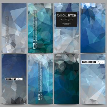 Set of modern vector flyers. Abstract blue polygonal background, colorful backdrop, modern stylish vector texture.