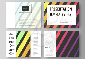 Set of business templates for presentation slides. Easy editable abstract layouts in flat design, vector illustration. Bright color rectangles, colorful design with geometric rectangular shapes formin