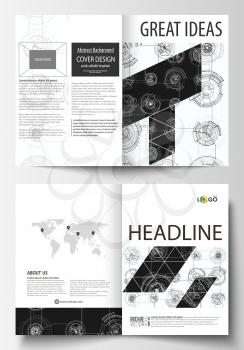 Business templates for bi fold brochure, magazine, flyer. Cover template, layout in A4 size. High tech design, connecting system. Science and technology concept. Futuristic abstract vector background