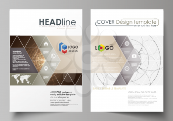 Business templates for brochure, magazine, flyer, booklet or annual report. Cover design template, easy editable vector, abstract flat layout in A4 size. Alchemical theme. Fractal art background. Sacr