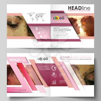 Business templates for square design bi fold brochure, magazine, flyer, booklet or annual report. Leaflet cover, abstract flat layout, easy editable vector. Romantic couple kissing. Beautiful backgrou