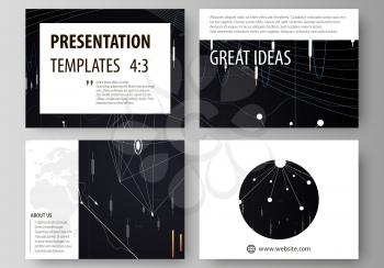 Set of business templates for presentation slides. Easy editable abstract vector layouts in flat design. Abstract infographic background in minimalist style made from lines, symbols, charts, diagrams 