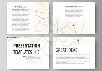 Set of business templates for presentation slides. Easy editable abstract vector layouts in flat design. Technology, science, medical concept, dots and lines, cybernetic digital style. Lines plexus