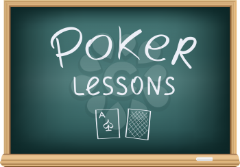 Drawing poker lessons by a chalk on the classroom blackboard