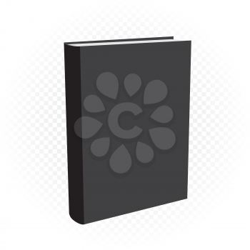 Black books mockup template on white transparent background. Standing book with empty cover