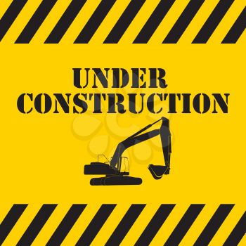 Under Construction on Yellow and Black Background.Vector Illustration. Eps10