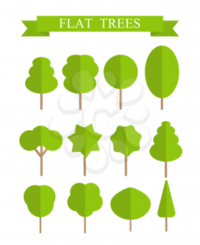 Paper Trendy Flat Trees Set Vector Illustration EPS10