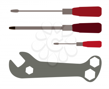 Screwdriver and Wrench. Tools. Vector Illustration. EPS10
