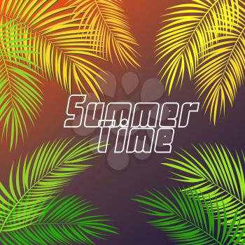 Summer Time Palm Leaf Vector Background Illustration EPS10