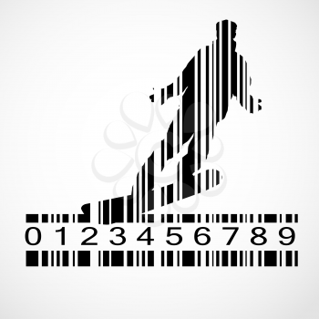 Black Barcode Snowboarder Image Vector Illustration. EPS10