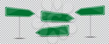 Road Sign Isolated on transparent background Blank green arrow traffic. Vector Illustration. EPS10