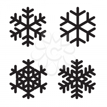 Set of silhouettes snowflakes on White. Vector Illustration. EPS10