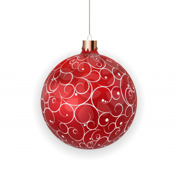 Christmas Ball with Ball and Ribbon on White Background Vector Illustration EPS10