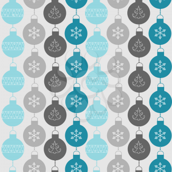 Seamless pattern with balls and snowflakes. Christmas and New Year Background. Vector Illustration EPS10