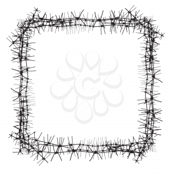 Silhouette of severe obstacle. Barbed wire fencing in the form of frame. Vector Illustration. EPS10