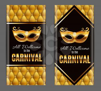 Popular Event Brazil Carnival in South America During Summe.  Background With Party Mask.  Masquerade Concept. Vector Illustration EPS10