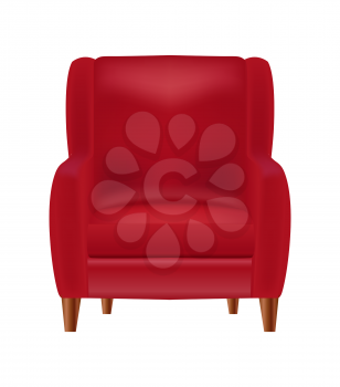 Realistic Red Armchair  Front View Isolated on White Background Vector Illustration EPS10