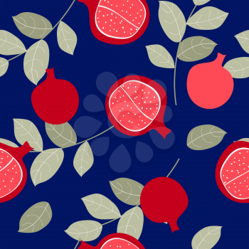 Seamless pattern with pomegranate fruits background. Vector Illustration EPS10