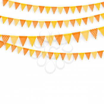 Banner with garland of flags and ribbons. Holiday Party background for birthday party, carnaval isolated on white. Vector Illustration EPS10