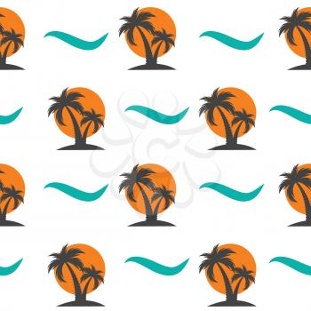 Beautifil Palm Tree Silhouette Seamless Pattern Background Vector Illustration EPS10