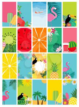 Collection set of social media stories design templates summer backgrounds. Vector Illustration EPS10