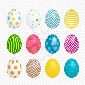 Beautiful painted eggs for Easter on transparent background. Vector Illustration EPS10