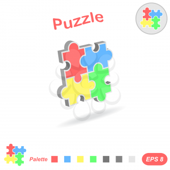 Puzzle logo conception, 2d & 3d illustration, vector, eps 8