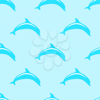Dolphin seamless 2d vector pattern on blue background, eps 8