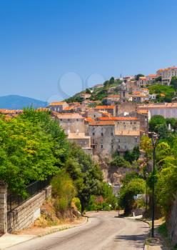 Sartene, Corsica, France. Ancient town vertical cityscape